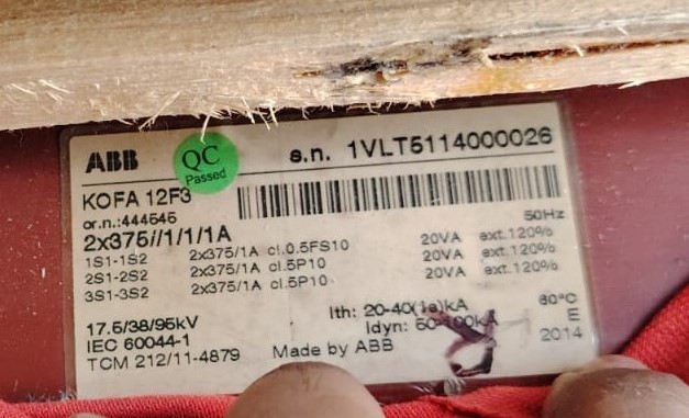 ABB KOFA 12F3 Busbar Current Transformers